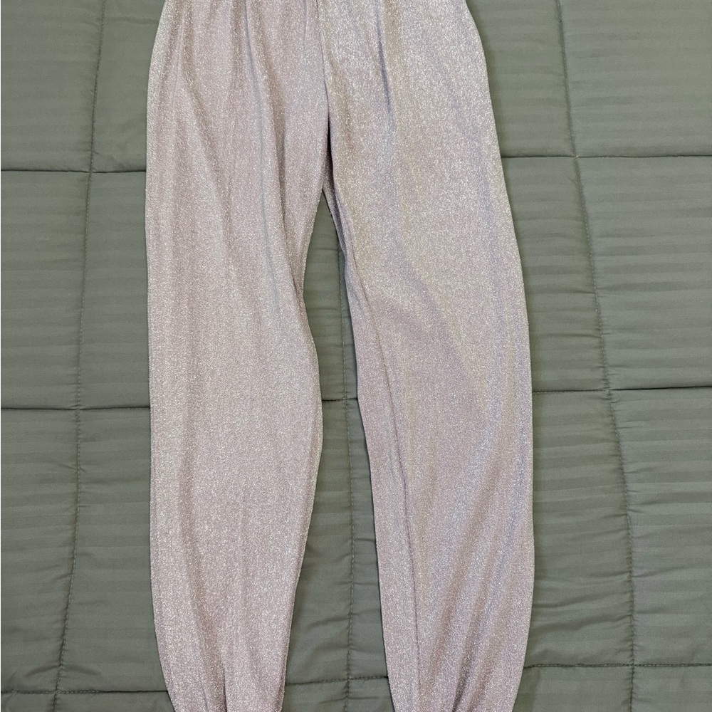 Superdown Light Purple Sparkling Silver Joggers XXS